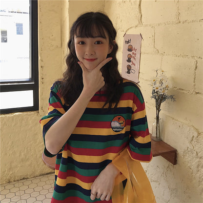 Striped Short Sleeve T-Shirt Lazy Chic Top