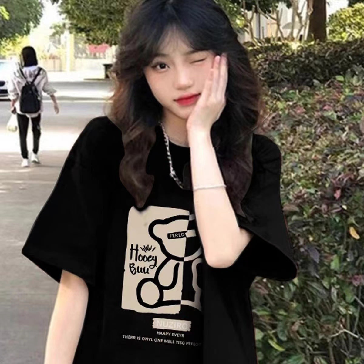 Bear Cotton Short Sleeve Loose Casual