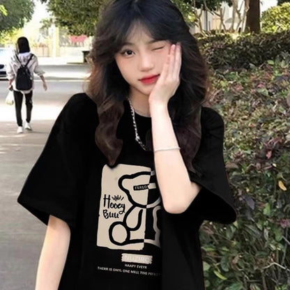 Bear Cotton Short Sleeve Loose Casual