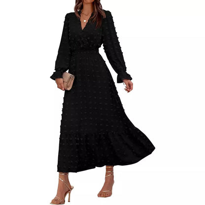 Elegant Cross-Border Fit-and-Flare Jacquard Dress