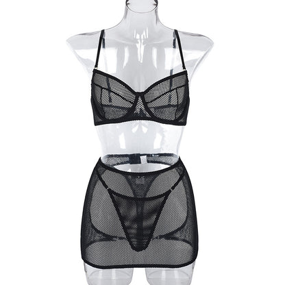 Mesh Comfort Corset Home Slim Underwear Three Piece Set