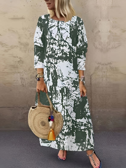Arrival Long Crew-Neck  Printed Long-Sleeve Womens Dress