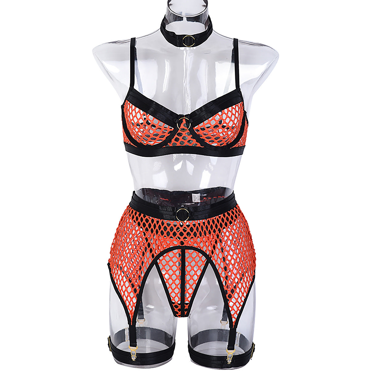 Large Mesh Stitching With Steel Ring Halter Classic Underwear