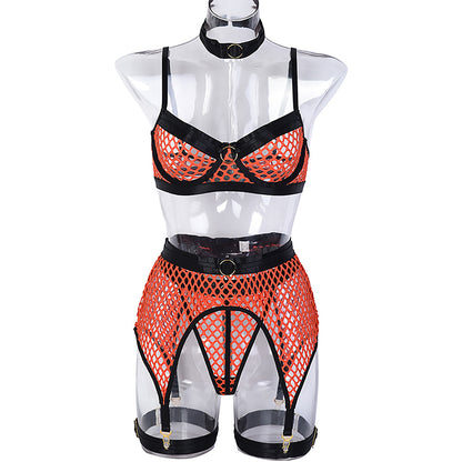 Large Mesh Stitching With Steel Ring Halter Classic Underwear