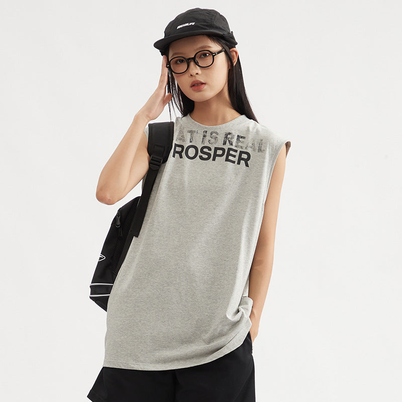 Letter Print Sleeveless Women's Loose Vest Casual