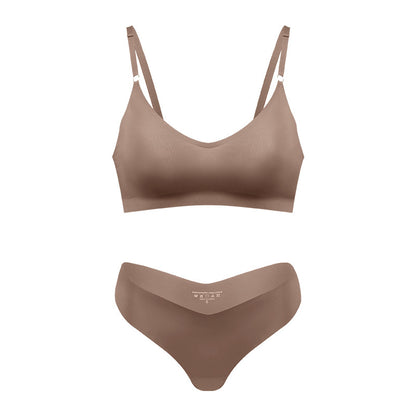 Plus Size V-neck Underwear Suit Women's No Steel Ring Seamless