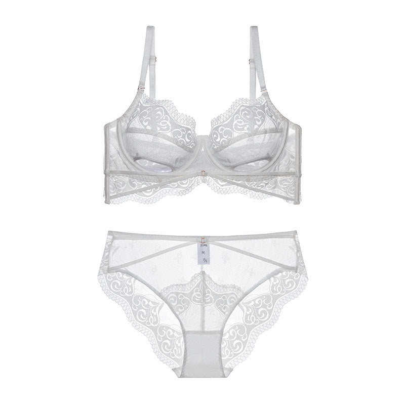 Women's Ultra-thin Lace Underwear Showing Small Breasts