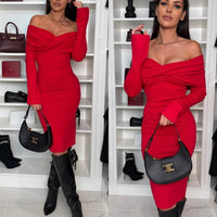 Bodycon Sexy Long-sleeve Midi Dress
