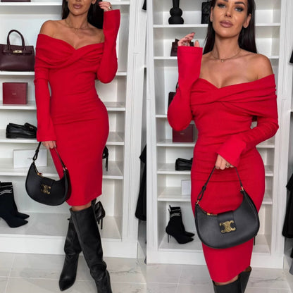 Bodycon Sexy Long-sleeve Midi Dress
