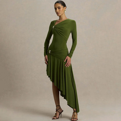 Fashionable Minimalist Asymmetrical Design Womens Long Dress