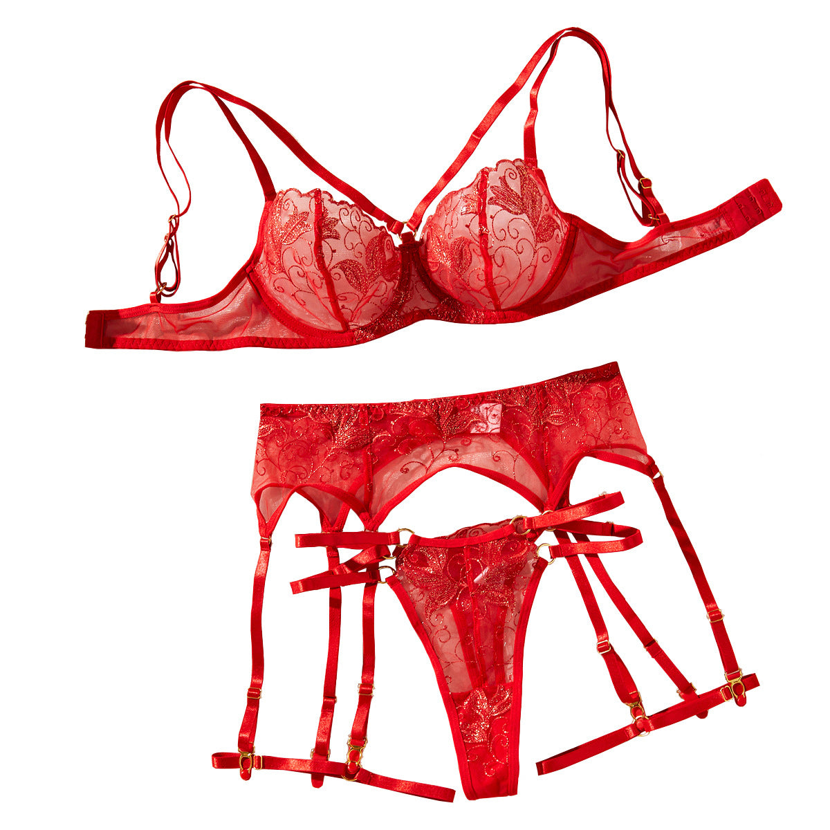 Ultra-thin See-through Underwear Four-piece Set