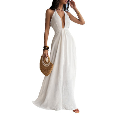 Chic High-waisted Halter Dress For Women  E-commerce Sites
