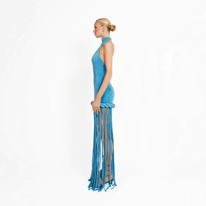 Slimming Figure-flattering Party And Evening Dress With A Tassel Hem