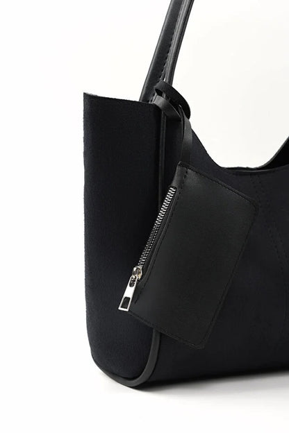 Black Suede Hand And Shoulder Bag