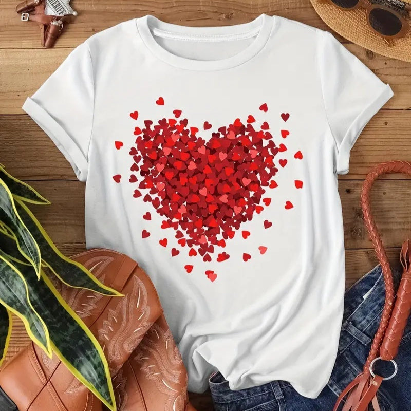 Printed Round Neck Short Sleeve Top