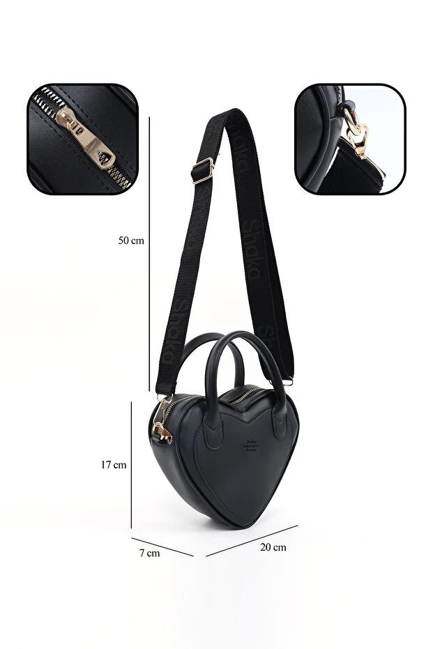 Black Heart Faux Leather Bag