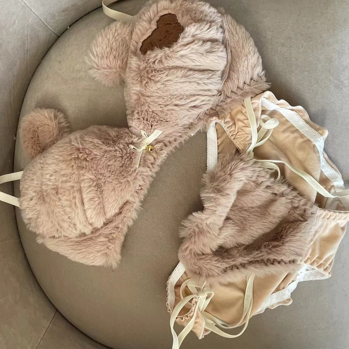 Girl's Underwear Cute Cartoon Bear Bra Set
