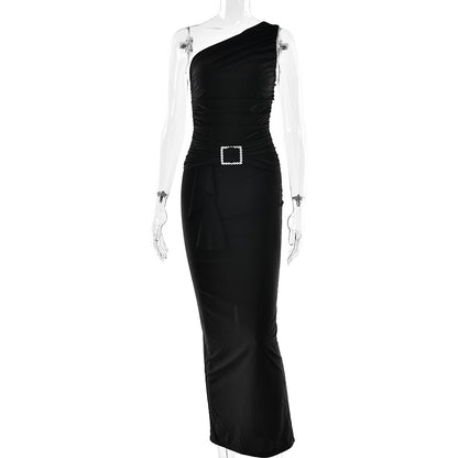 Sexy Sassy One-shoulder Pleated Bodycon Dress