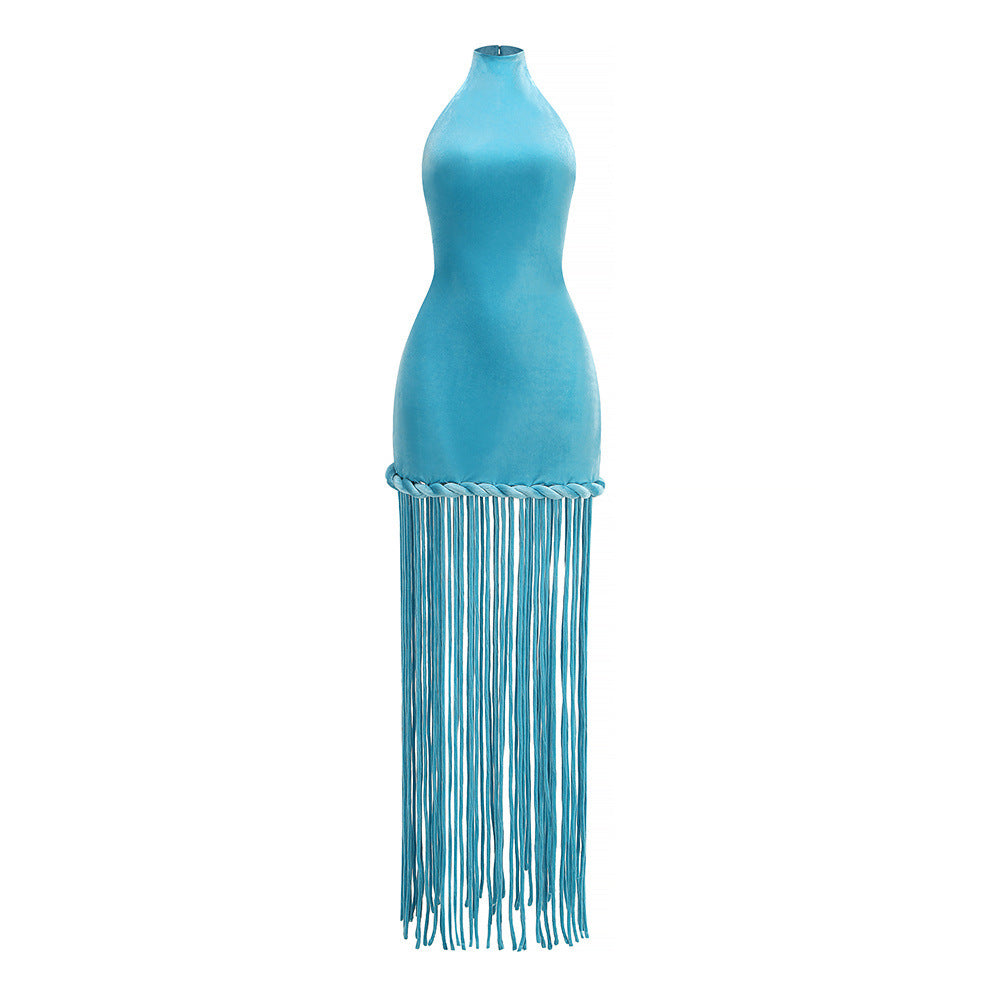 Slimming Figure-flattering Party And Evening Dress With A Tassel Hem