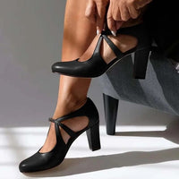 Women's High Heel Round Toe Buckle Large Size Shoes