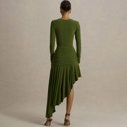 Fashionable Minimalist Asymmetrical Design Womens Long Dress