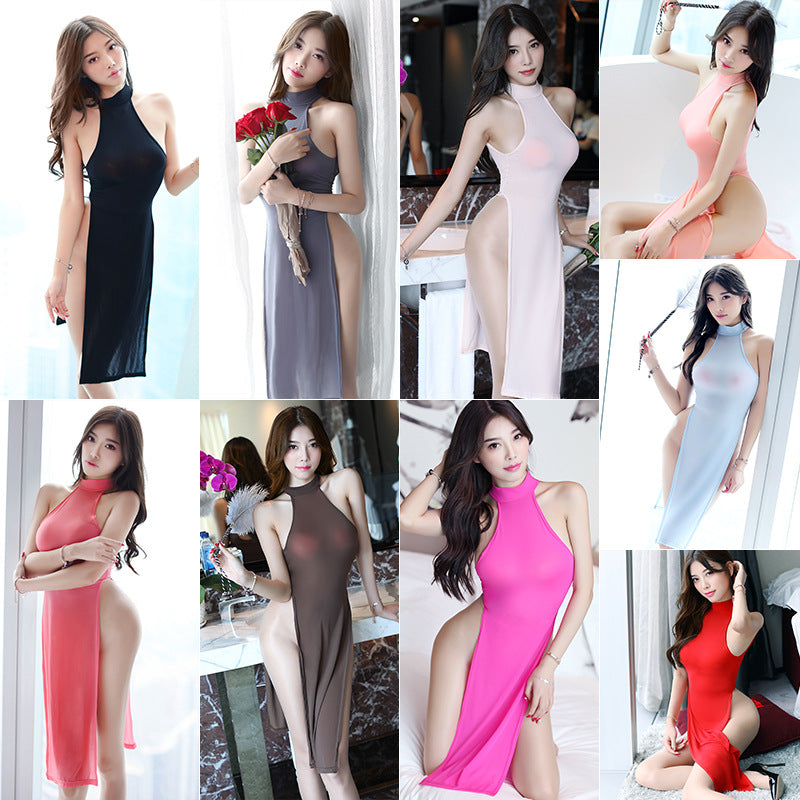 Underwear Pajamas Uniform Temptation Halter Long Cheongsam