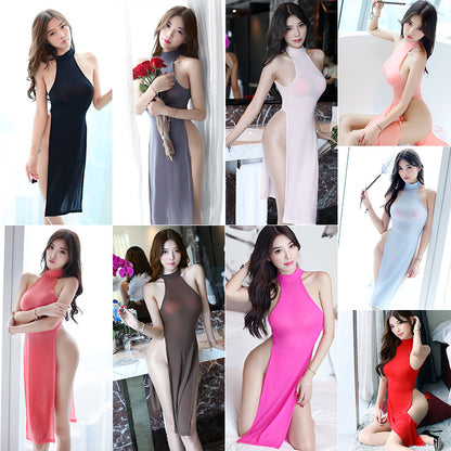 Underwear Pajamas Uniform Temptation Halter Long Cheongsam