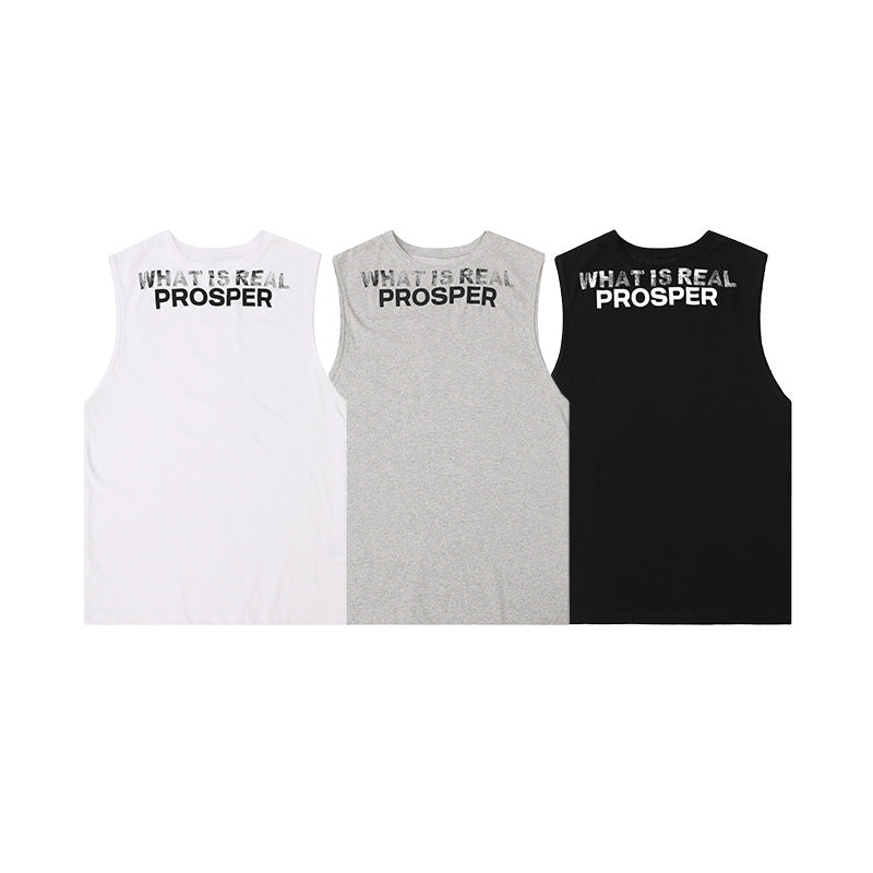 Letter Print Sleeveless Women's Loose Vest Casual