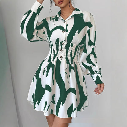 European And American-style Fashionable Collar-lined Dress