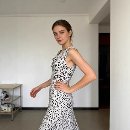Leopard Print V-neck Sleeveless Printed Dress