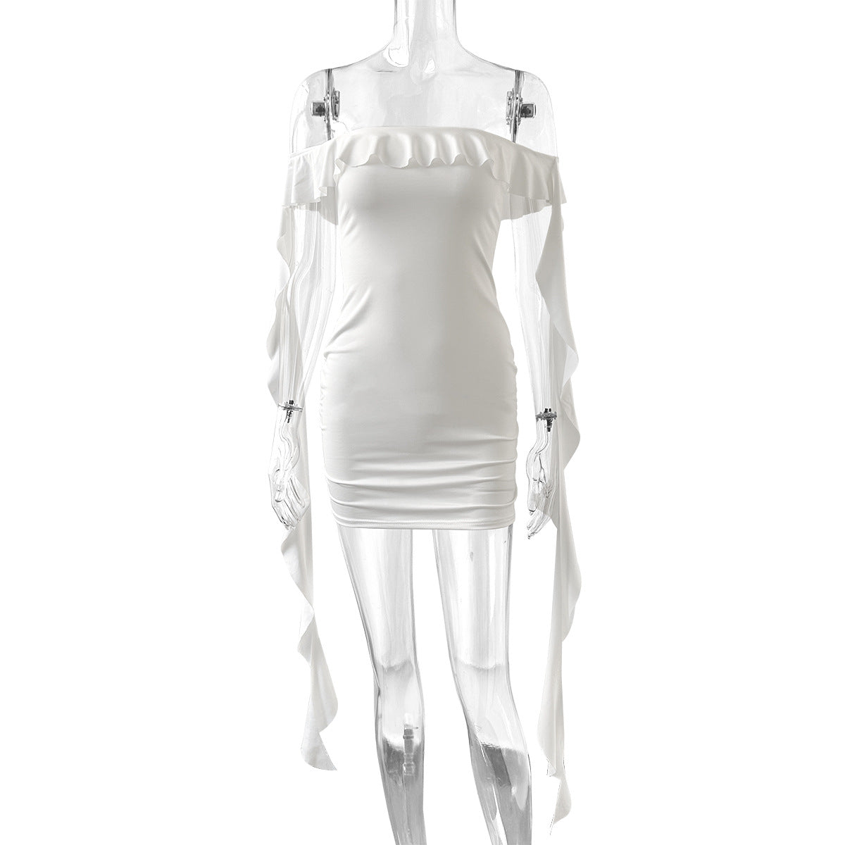 Womens Fashion Pleated Slim-fit Dress