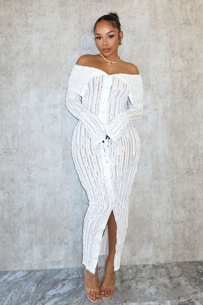 Stylish And Elegant Off-shoulder Long-sleeve Dress