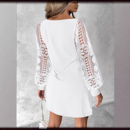 Stylish And Elegant New Lace-panel Knit Dress