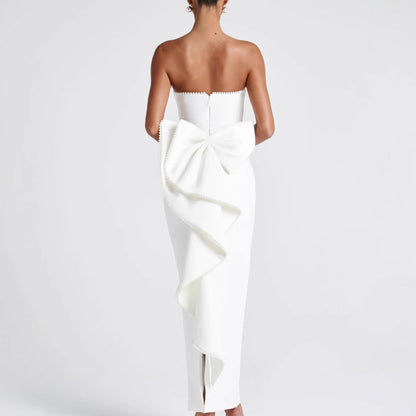 Elegant High-end Womens Solid-color Sleeveless Tube Dress