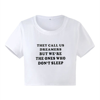 Spring And Summer New European And American Letter Print Fitted Short T-shirt Women's Top
