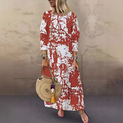 Arrival Long Crew-Neck  Printed Long-Sleeve Womens Dress