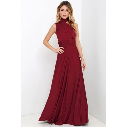 Solid-color V-neck Crossover Dress