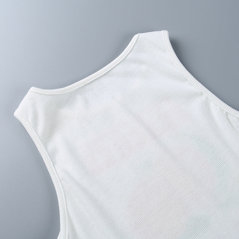 Girls Peach Print Sleeveless Pullover Tank Top
