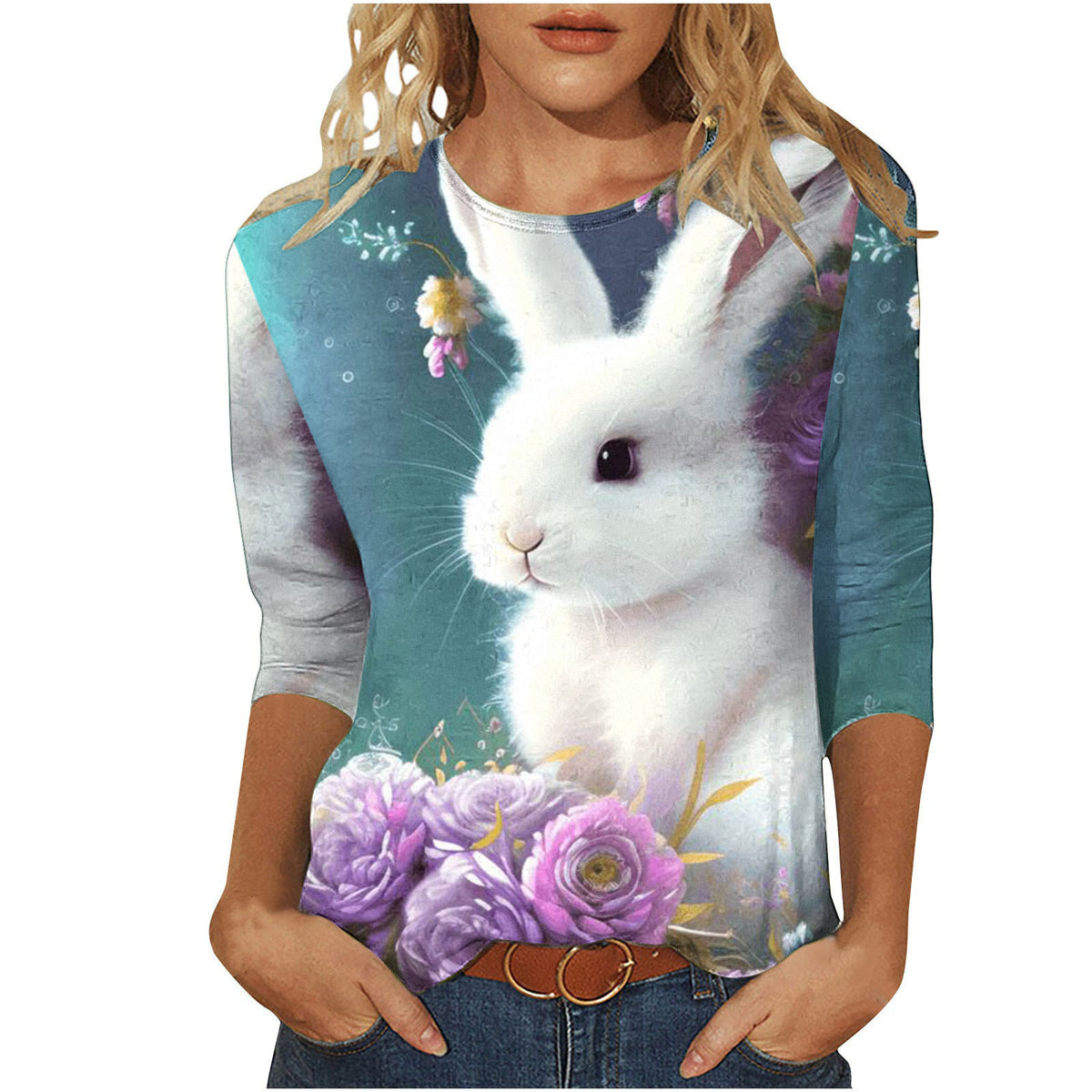 Women's Simple Printed Loose Casual Short Sleeve