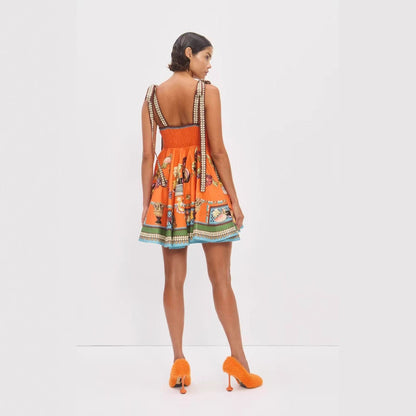 Elegant Linen Ruched Lace Up Dress