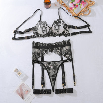 Hollow Underwear Underwear Four-piece Ultra-thin Mesh See-through Suit