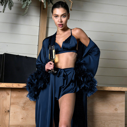 Womens Loungewear Underwear Shorts Feather Pajama Set
