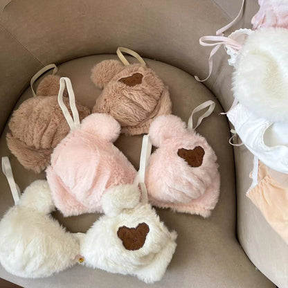 Girl's Underwear Cute Cartoon Bear Bra Set