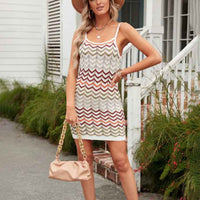 Chevron-striped Thin-strap Knit Dress