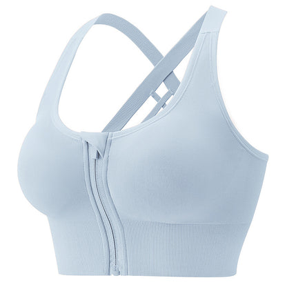 Workout Clothes Sports Running Underwear Bra Female Front Zipper Big Chest Beautiful Vest
