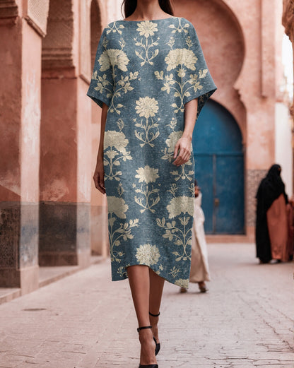 Womens Retro-Printed Arabic Dress From The Middle East Dubai Style