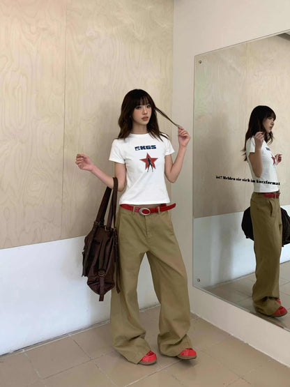 XINGX Printed Short-sleeved T-shirt Women's Short Top