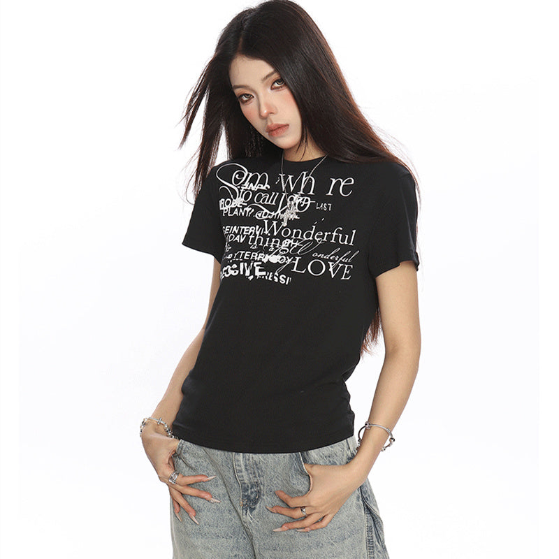 Female Casual American Retro Shoulder Short Sleeved Shirt