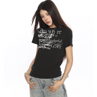 Female Casual American Retro Shoulder Short Sleeved Shirt