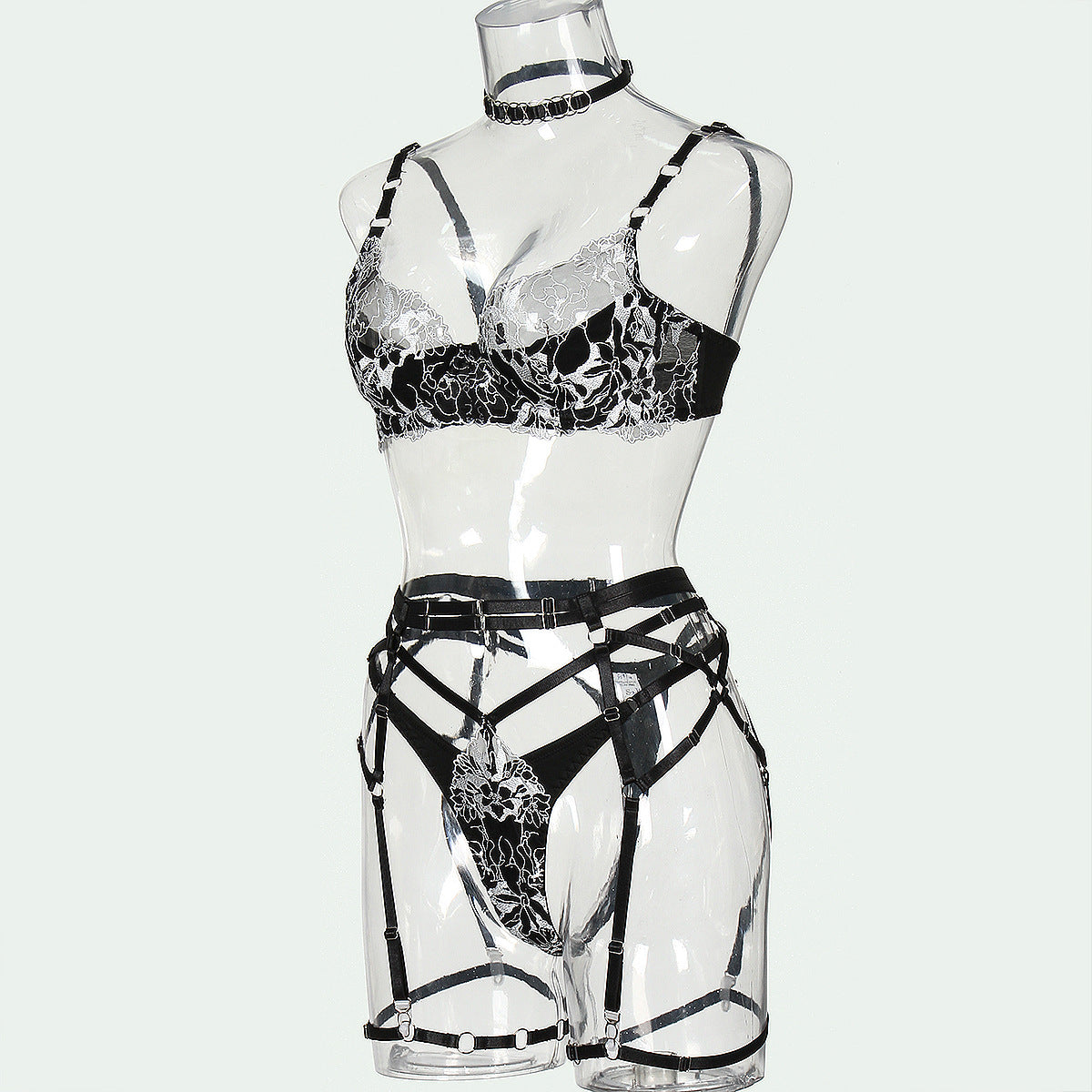 Bra Complex Artworks Embroidery Mesh Splicing Hollow Hot Underwear Four-piece Set Or Five-piece Set